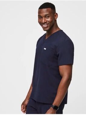 Figs Leon Three Pocket Navy V-Neck Medical Scrub Top Mens XXL